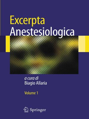 cover image of Excerpta Anestesiologica